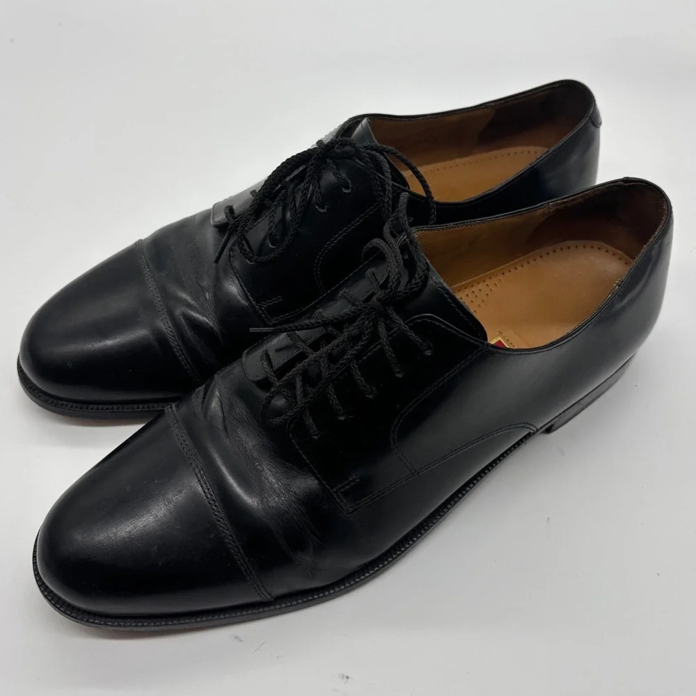 Cole Haan Mens Black Leather Cap Toe Derby Dress Shoes 13 D
